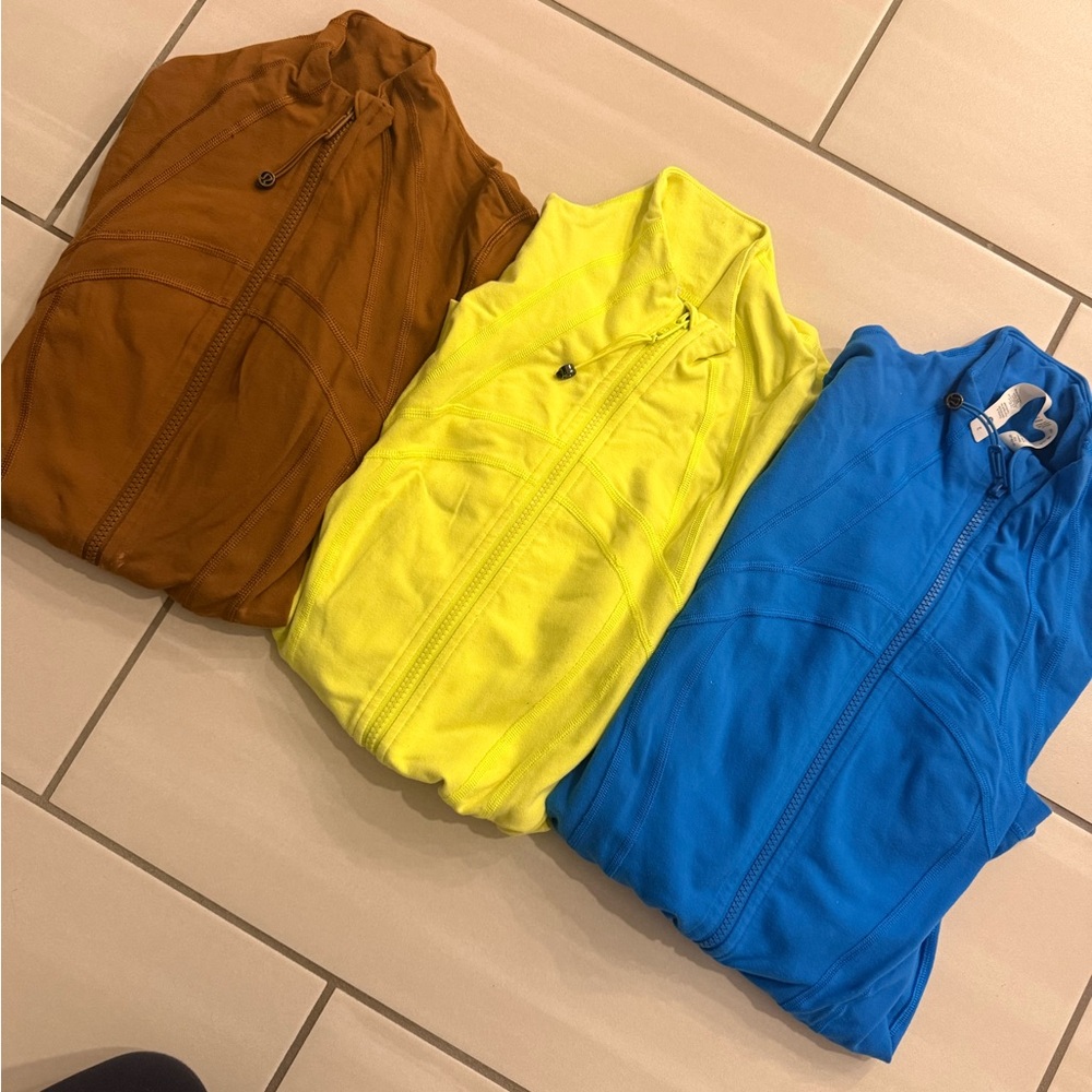 Lululemon Athletica Yellow Zip-Up Jacket set of 3 jackets all size 2